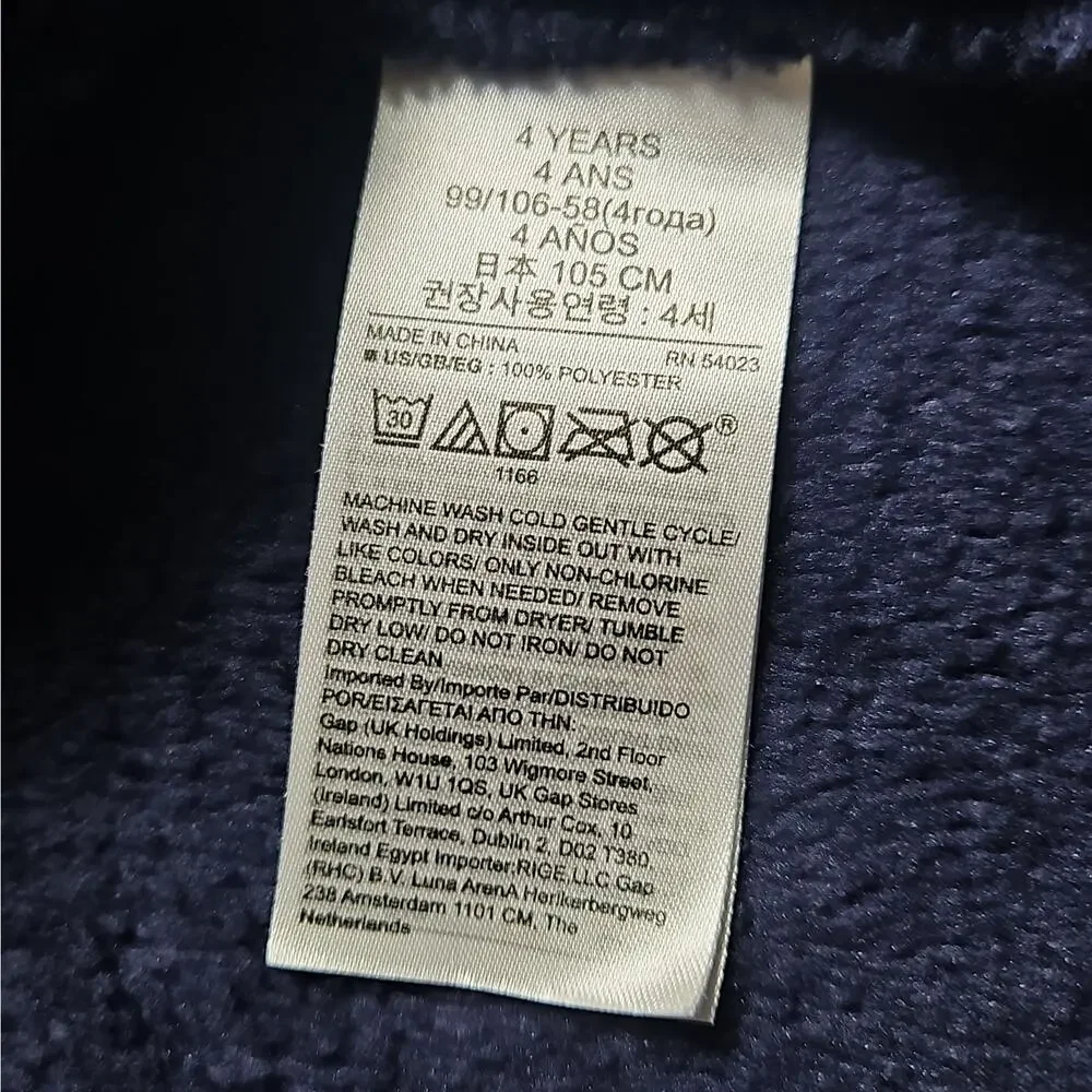 Toddler Hooded Bathrobe Plush Robe Navy Blue Size 4T by Baby Gap